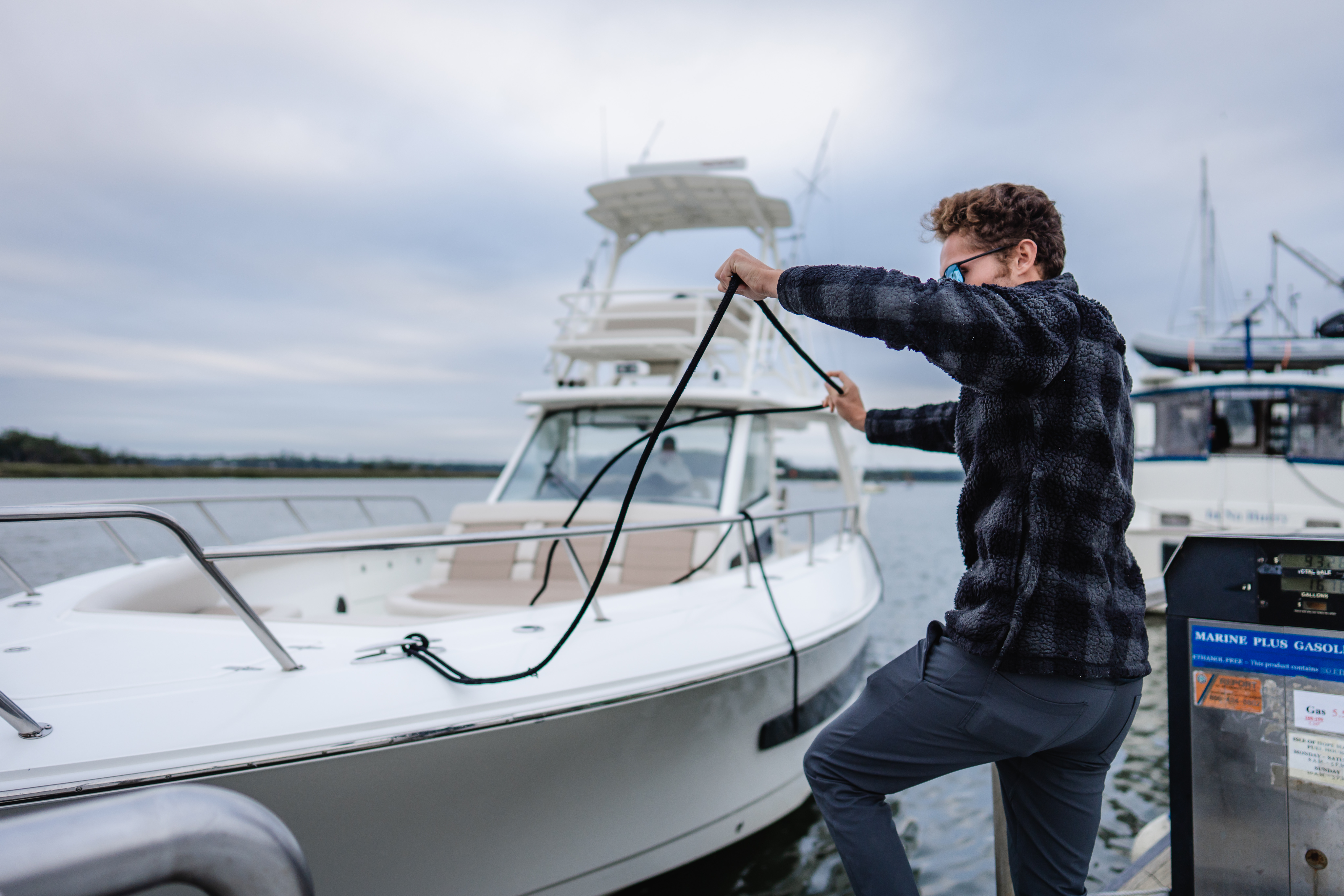 Boat being prepared for launch at Taylor Point Boat Yard